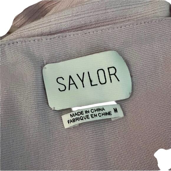 NWOT SAYLOR Ainsley Feather Trim Ribbed Halter Mini Dess Lavender – Sz M - Picture 8 of 8